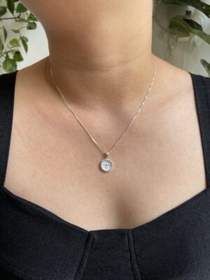 Colar Medalha Espírito Santo Cravejada 13mm
