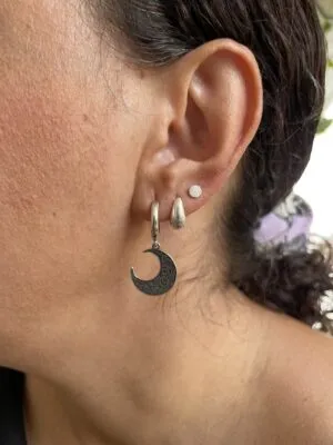 Brinco Argola Lua com Flores